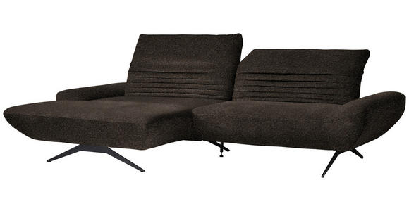 ECKSOFA  in Bouclé Dunkelbraun  170-195/280 cm  - Dunkelbraun/Schwarz, Design, Textil/Metall (170-195/280cm) - Dieter Knoll