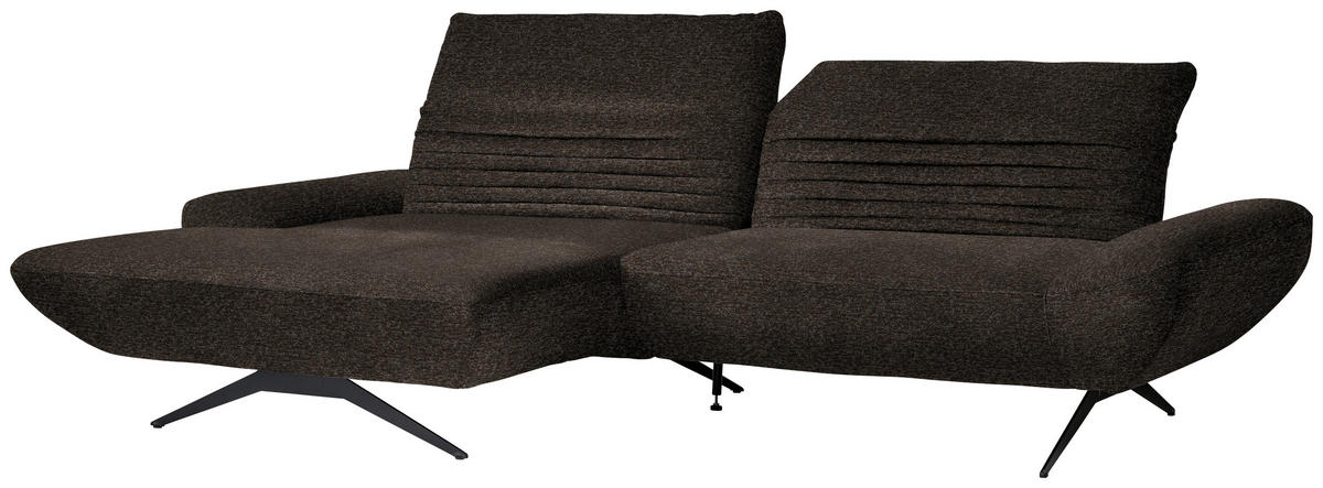 ECKSOFA  in Bouclé Dunkelbraun  170-195/280 cm  - Dunkelbraun/Schwarz, Design, Textil/Metall (170-195/280cm) - Dieter Knoll