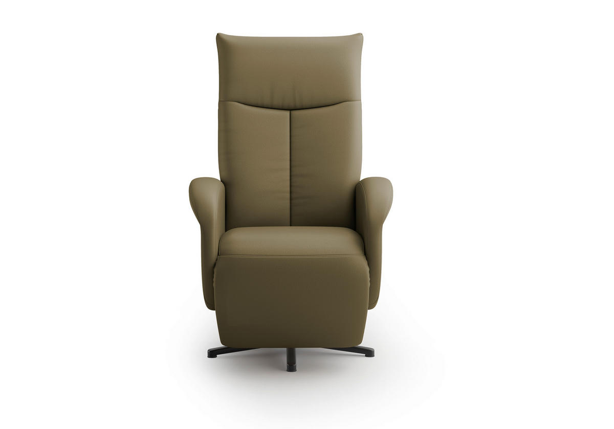 DREHSTUHL Olivgrün  - Schwarz/Olivgrün, MODERN, Leder/Metall (75/112/82cm) - Sit & More