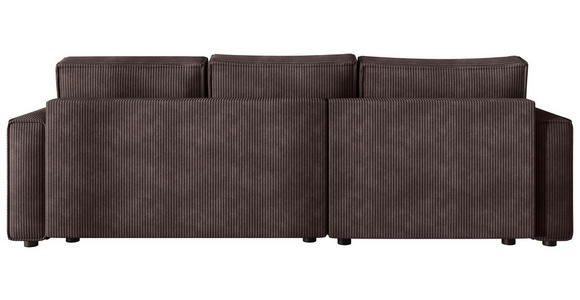 ECKSOFA Braun Cord Zierkissen, Rückenkissen, Bettkasten, Schlaffunktion, Rücken echt, Liegefläche im Originalstoff  - Schwarz/Braun, MODERN, Kunststoff/Textil (190/280cm) - Carryhome