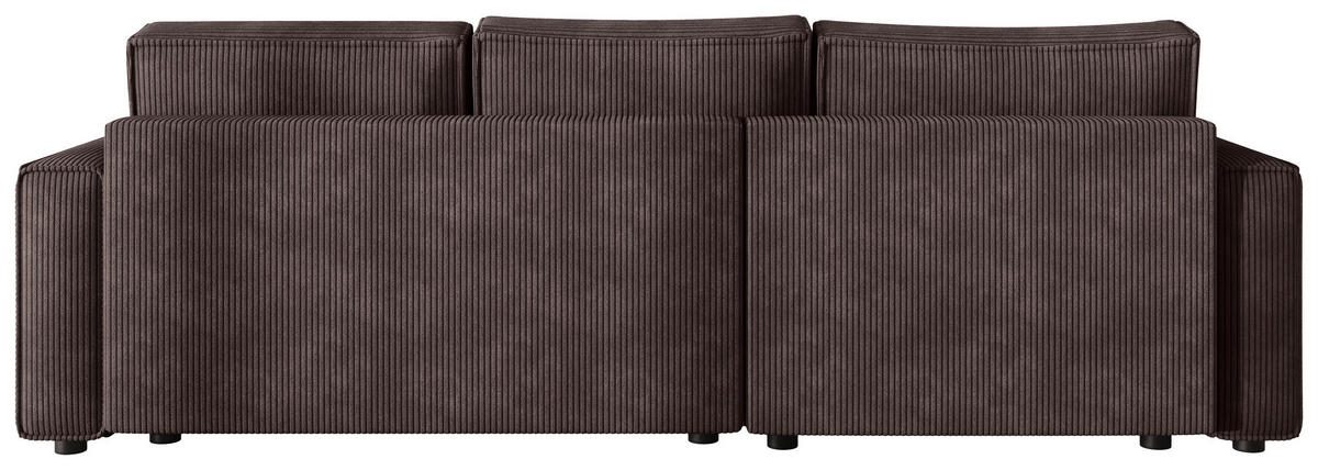 ECKSOFA Braun Cord Zierkissen, Rückenkissen, Bettkasten, Schlaffunktion, Rücken echt, Liegefläche im Originalstoff  - Schwarz/Braun, MODERN, Kunststoff/Textil (190/280cm) - Carryhome