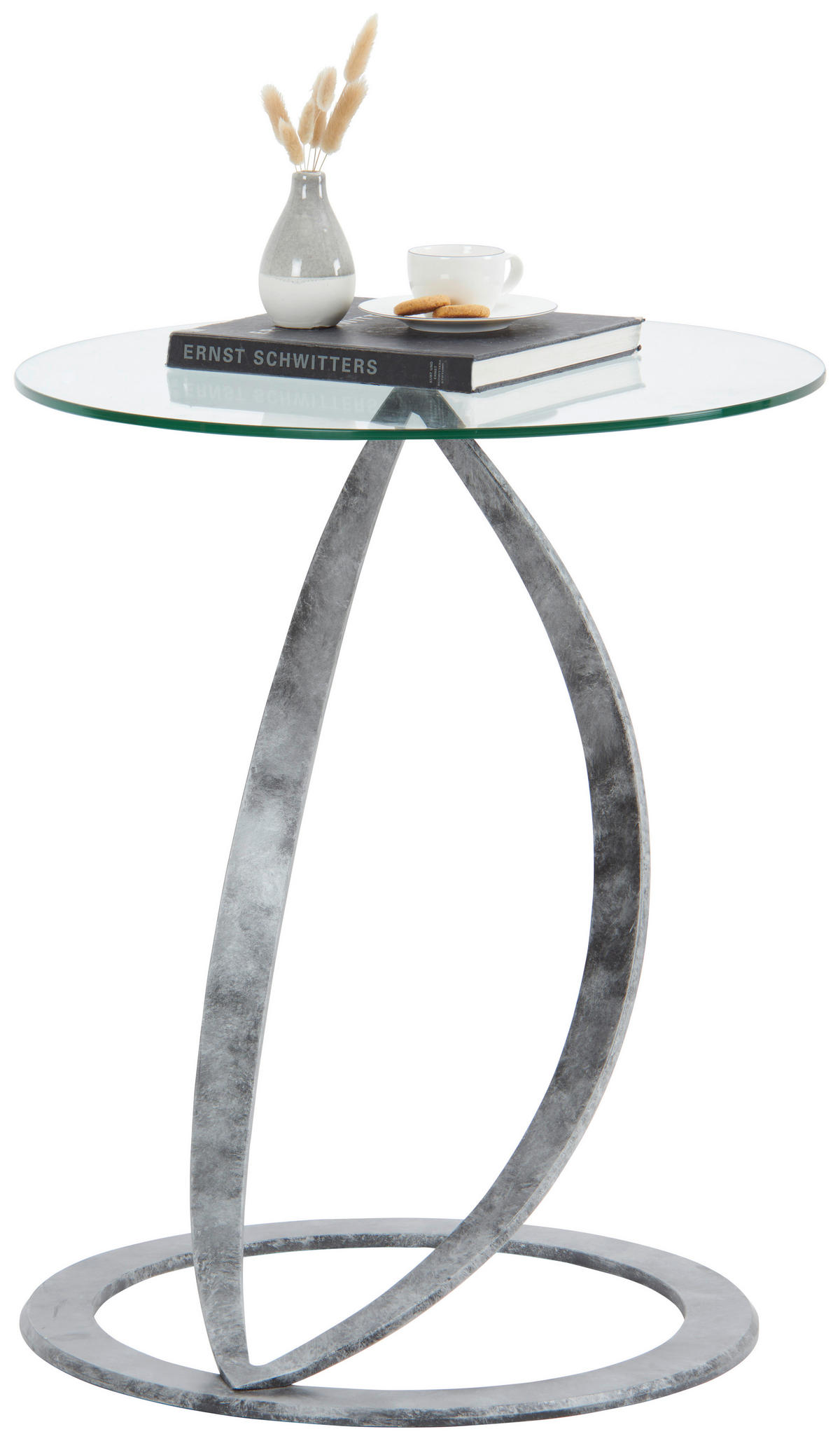 BEISTELLTISCH in Metall, Glas 55/55/45 cm  - Grau, Design, Glas/Metall (55/55/45cm) - Novel