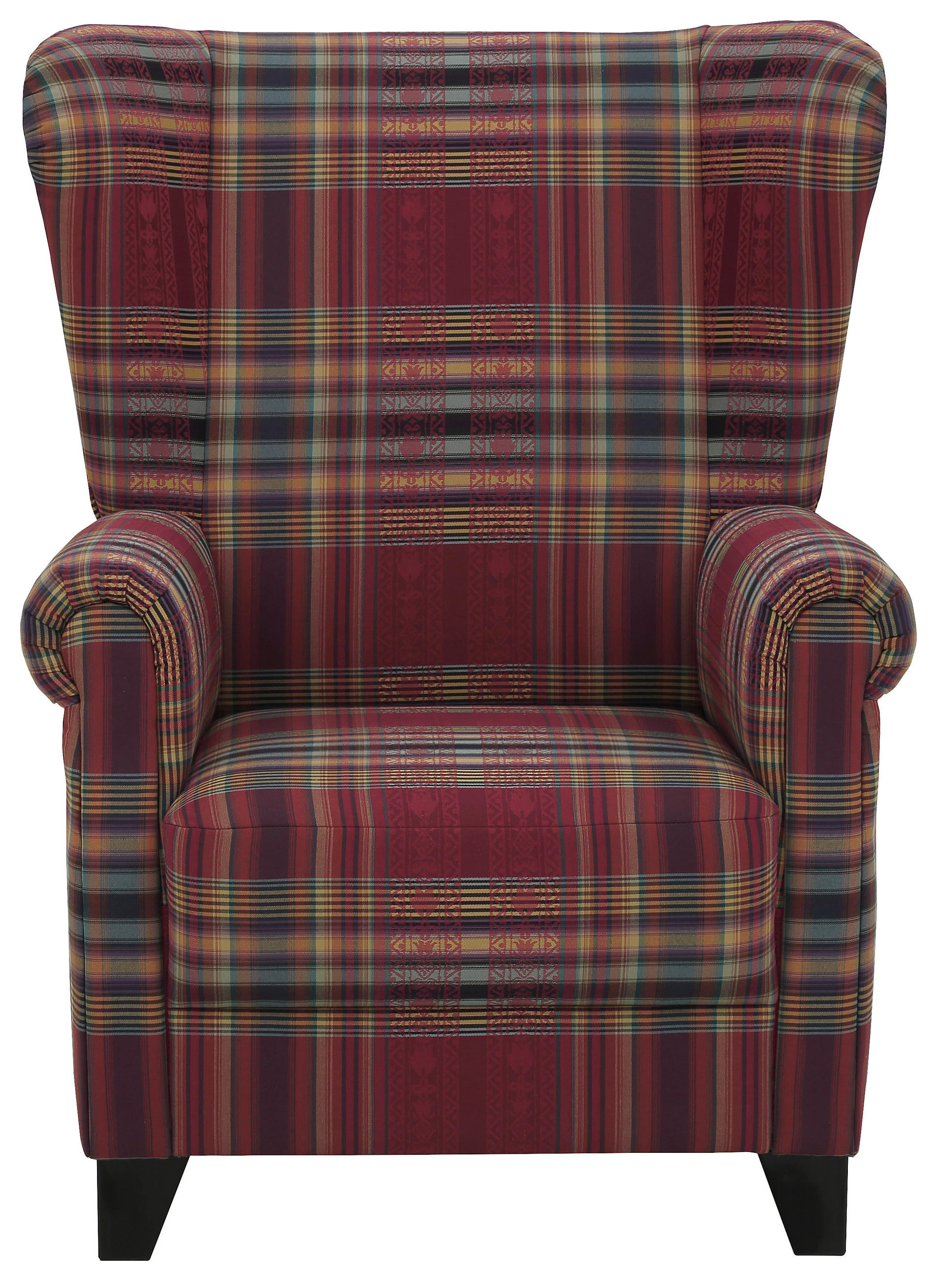 OHRENSESSEL in Flachgewebe Dunkelrot, Weinrot - Weinrot/Schwarz, KONVENTIONELL, Holz/Textil (83/86/108cm) - Elegando