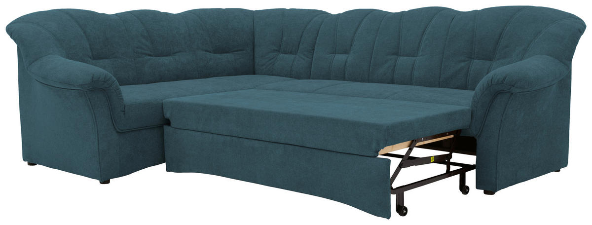 ECKSCHLAFSOFA in Mikrofaser Petrol  - Petrol/Schwarz, KONVENTIONELL, Kunststoff/Textil (192/243cm) - MID.YOU