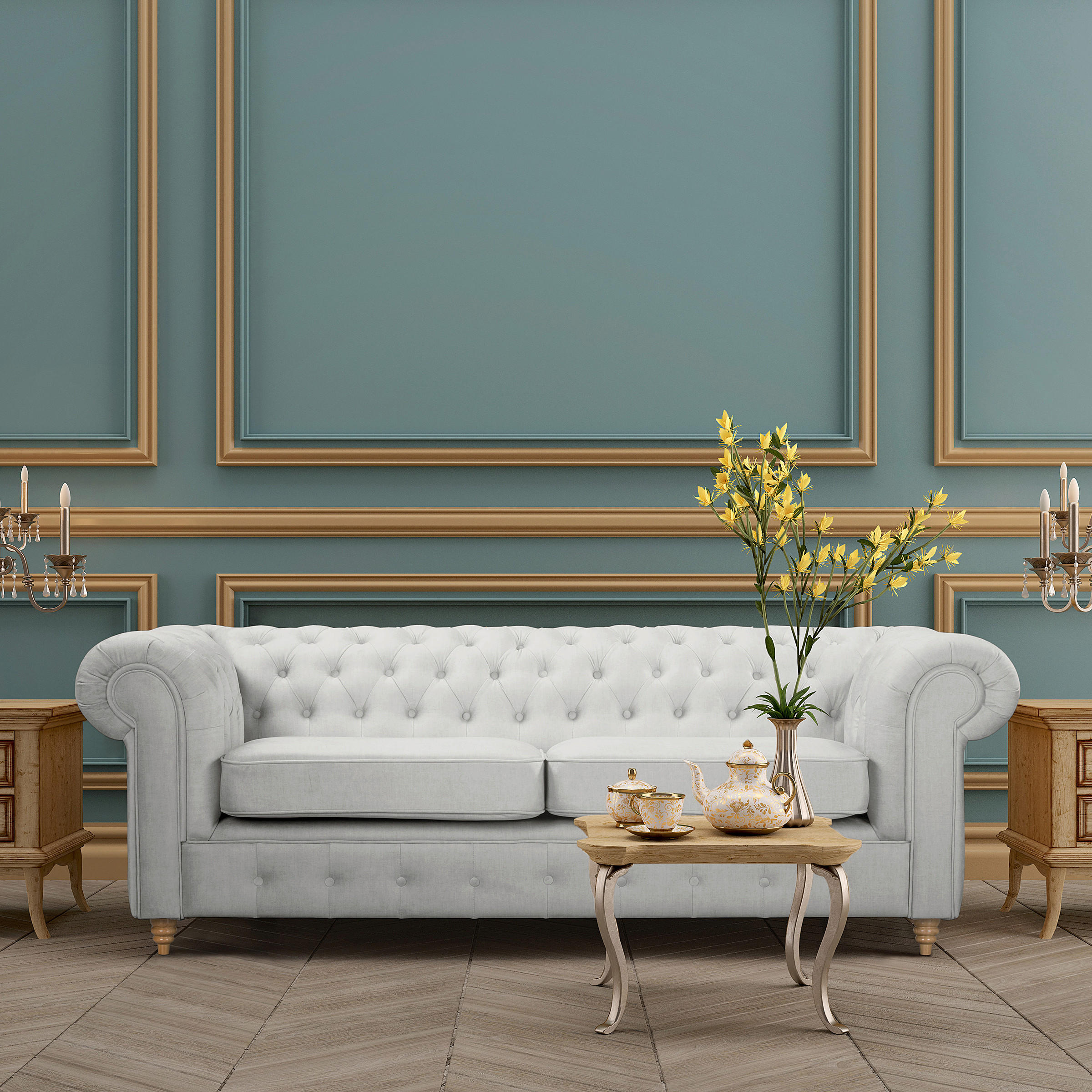 SCHLAFSOFA Mikrofaser Hellgrau Armteil links, Armteil rechts  - Hellgrau/Braun, Design, Holz/Textil (218/74/91cm) - P & B