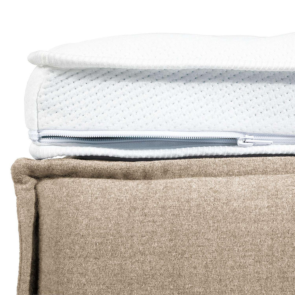 BOXSPRINGBETT 140/200 cm  in Beige  - Beige/Schwarz, Design, Textil (140/200cm) - home24