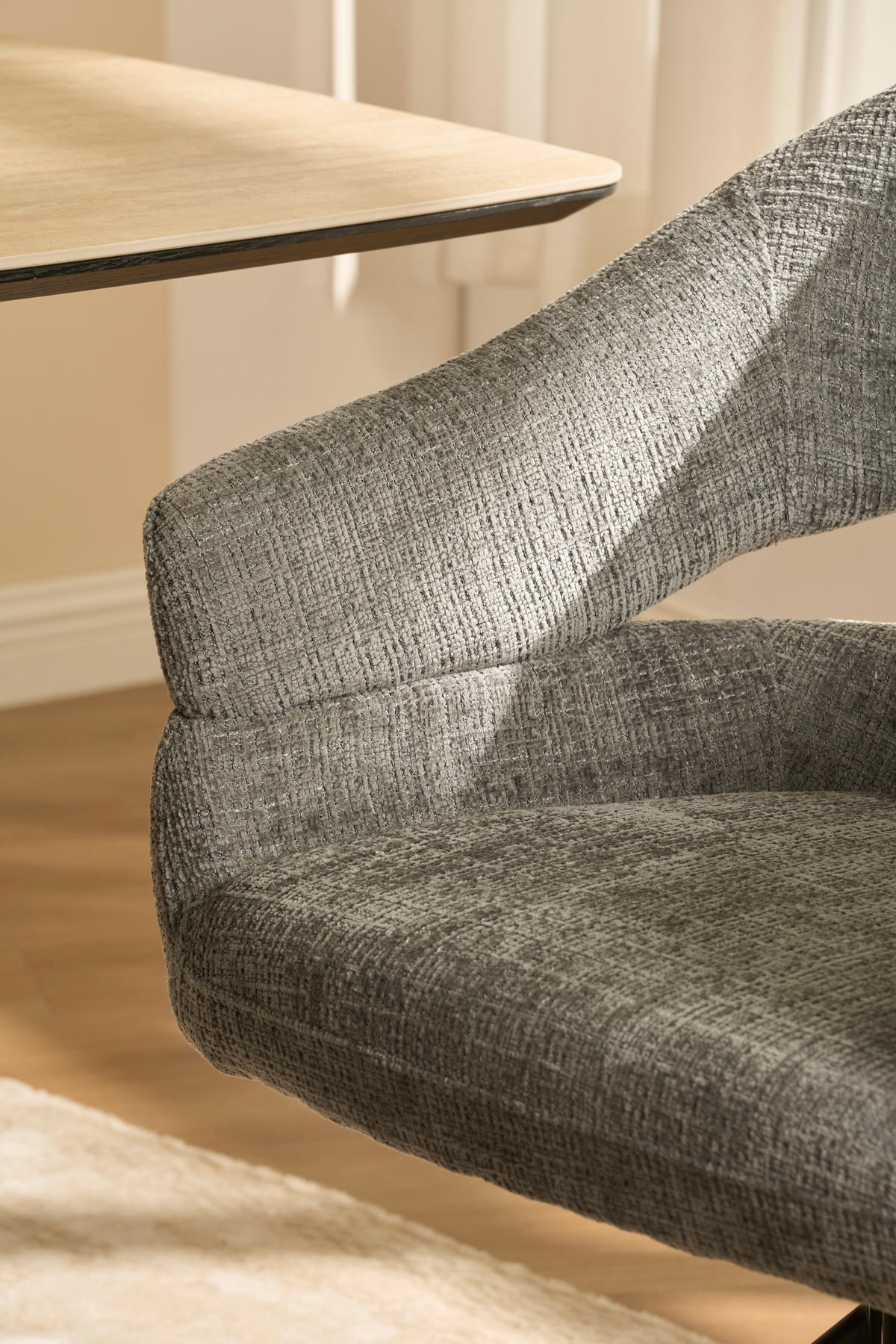 ARMLEHNSTUHL  Sitzfläche 360° drehbar Chenille  Grau  - Schwarz/Grau, MODERN, Holz/Textil (58/85/62cm) - Livetastic