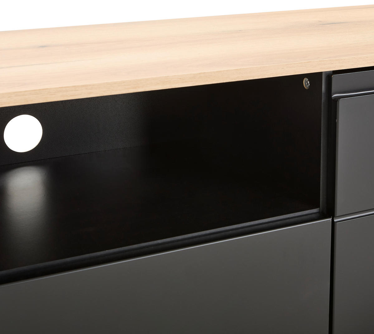 LOWBOARD Swim 165/42/40 cm 1 Schublade(n) Beimöbel erhältlich, stehend  - Eichefarben/Schwarz, Design, Holzwerkstoff/Kunststoff (165/42/40cm) - MID.YOU