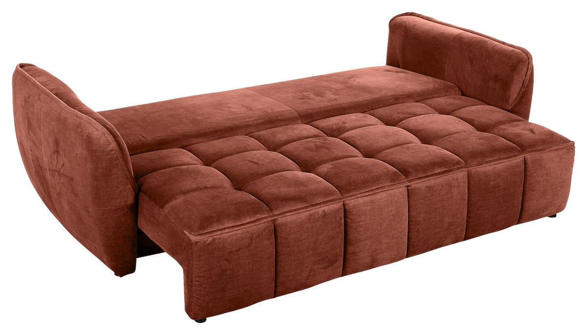 SCHLAFSOFA in Flachgewebe Rostfarben  - Rostfarben/Schwarz, Konventionell, Kunststoff/Textil (250/70/118cm) - MID.YOU