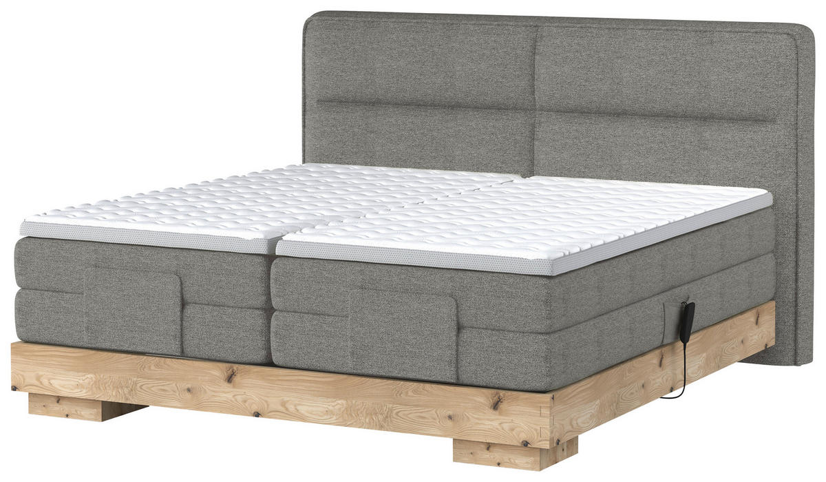 BOXSPRINGBETT 180/200 cm  in Eichefarben, Taupe  - Taupe/Eichefarben, Natur, Holz/Holzwerkstoff (180/200cm) - Valnatura