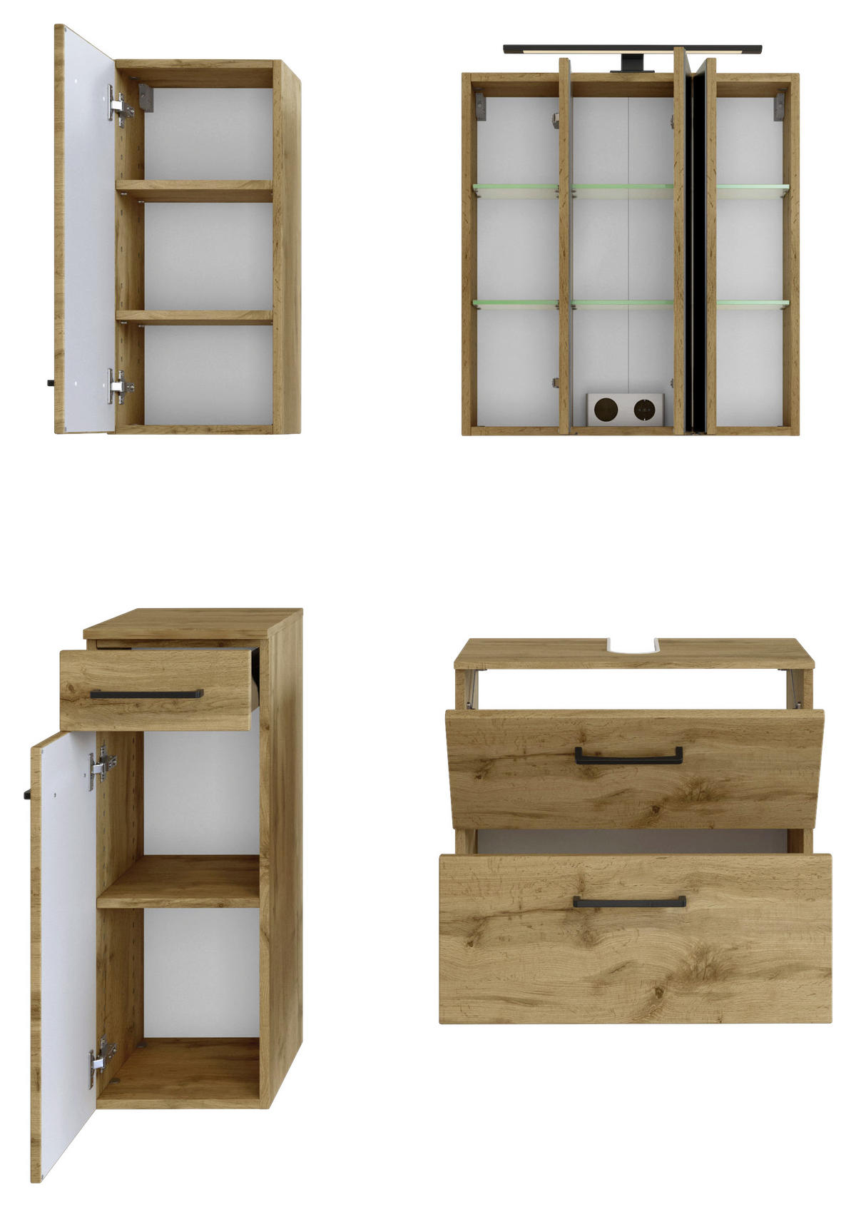 BADEZIMMER  in 90 cm  - Eichefarben, MODERN, Holzwerkstoff (90cm) - Held
