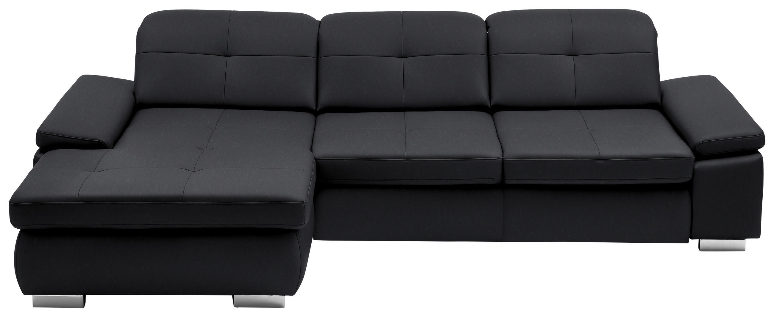 ECKSOFA in Echtleder Anthrazit  195/309 cm  - Anthrazit/Alufarben, Design, Leder/Metall (195/309cm) - Beldomo Premium
