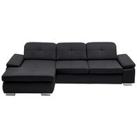 ECKSOFA in Echtleder Anthrazit  - Anthrazit/Alufarben, Design, Leder/Metall (195/309cm) - Beldomo Premium