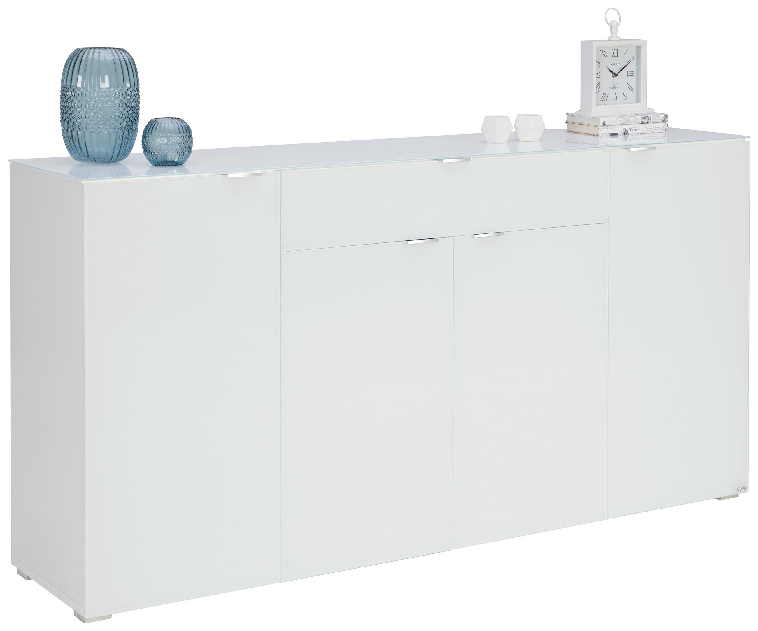 SIDEBOARD 180/92/42 cm  in Weiß  - Chromfarben/Weiß, Design, Glas/Holzwerkstoff (180/92/42cm) - Novel