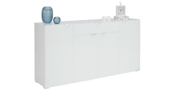 SIDEBOARD 180/92/42 cm in Weiß - Chromfarben/Weiß, Design, Glas/Holzwerkstoff (180/92/42cm) - Novel