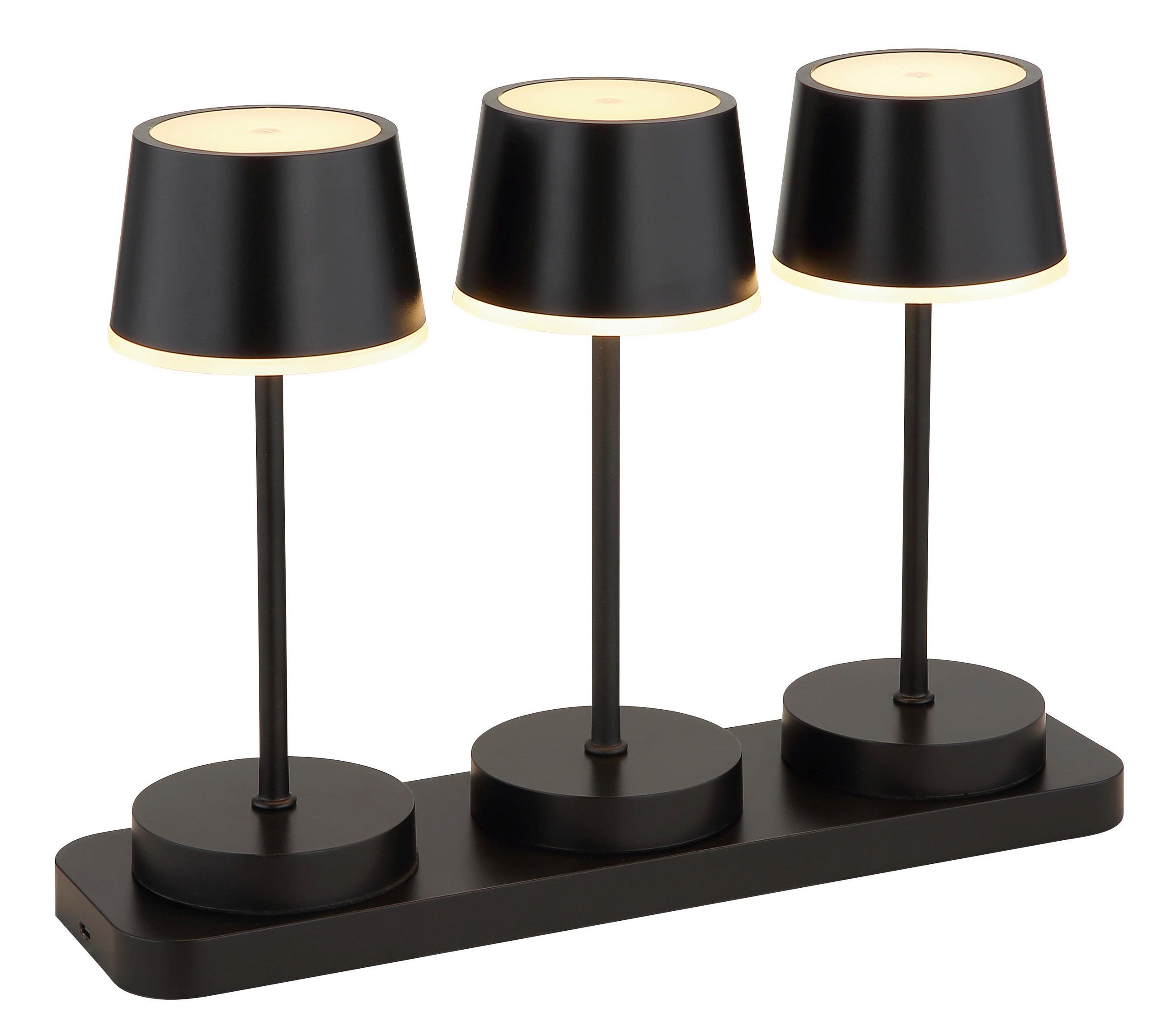 AKKU-TISCHLEUCHTE Dawson 8,3/20 cm  - Opal/Schwarz, Design, Kunststoff/Metall (8,3/20cm) - Globo