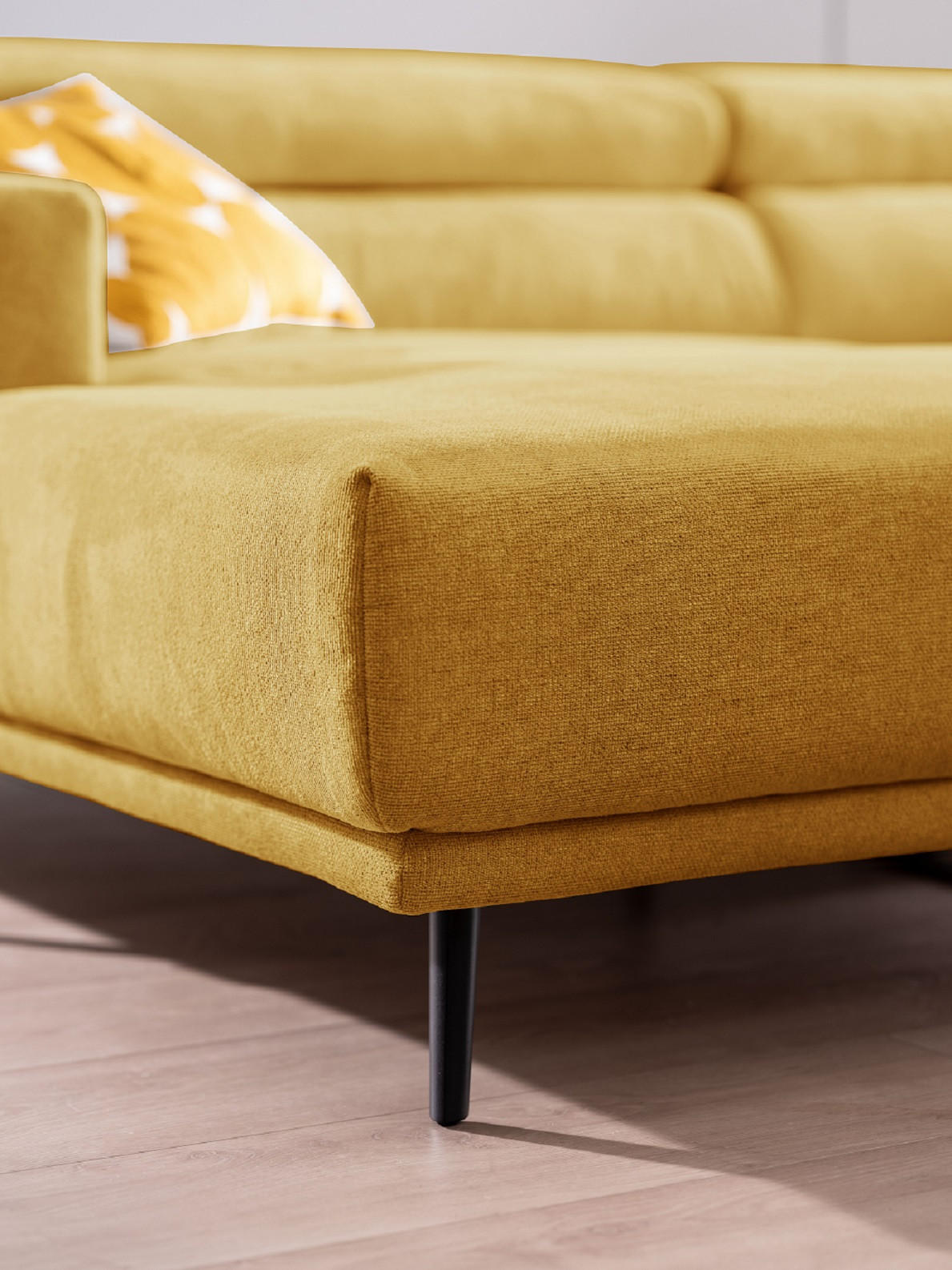 SAROKKANAPÉ textil sárga  - sárga/fekete, Design, textil/fém (193/317cm) - Xora