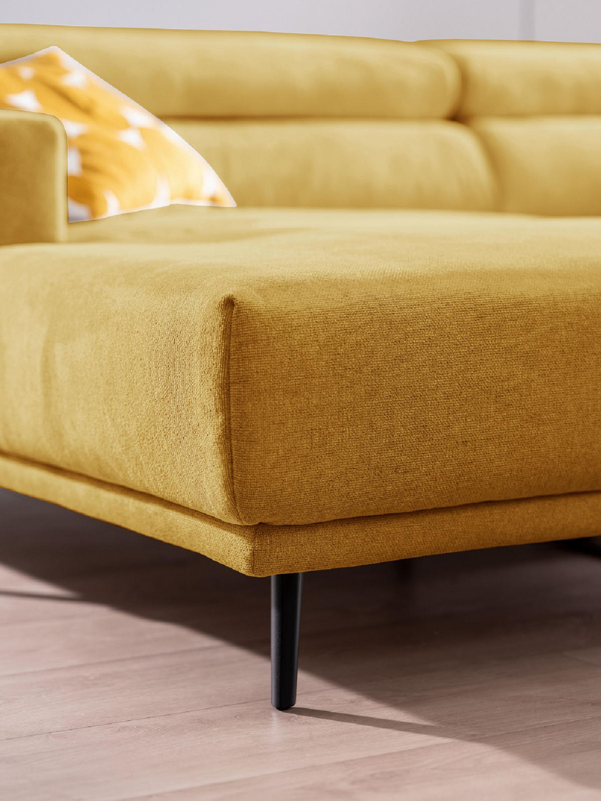 SAROKKANAPÉ textil sárga  - sárga/fekete, Design, textil/fém (193/317cm) - Xora