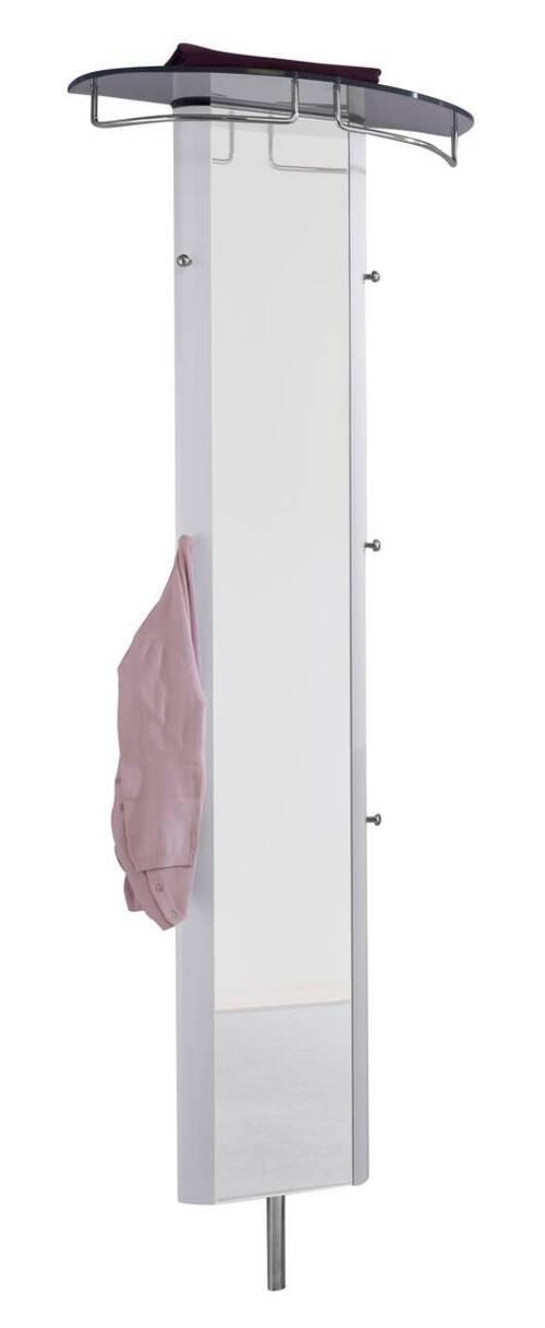 GARDEROBENPANEEL  in 63/192/26 cm  - Weiß Hochglanz/Alufarben, Basics, Glas/Metall (63/192/26cm) - Moderano