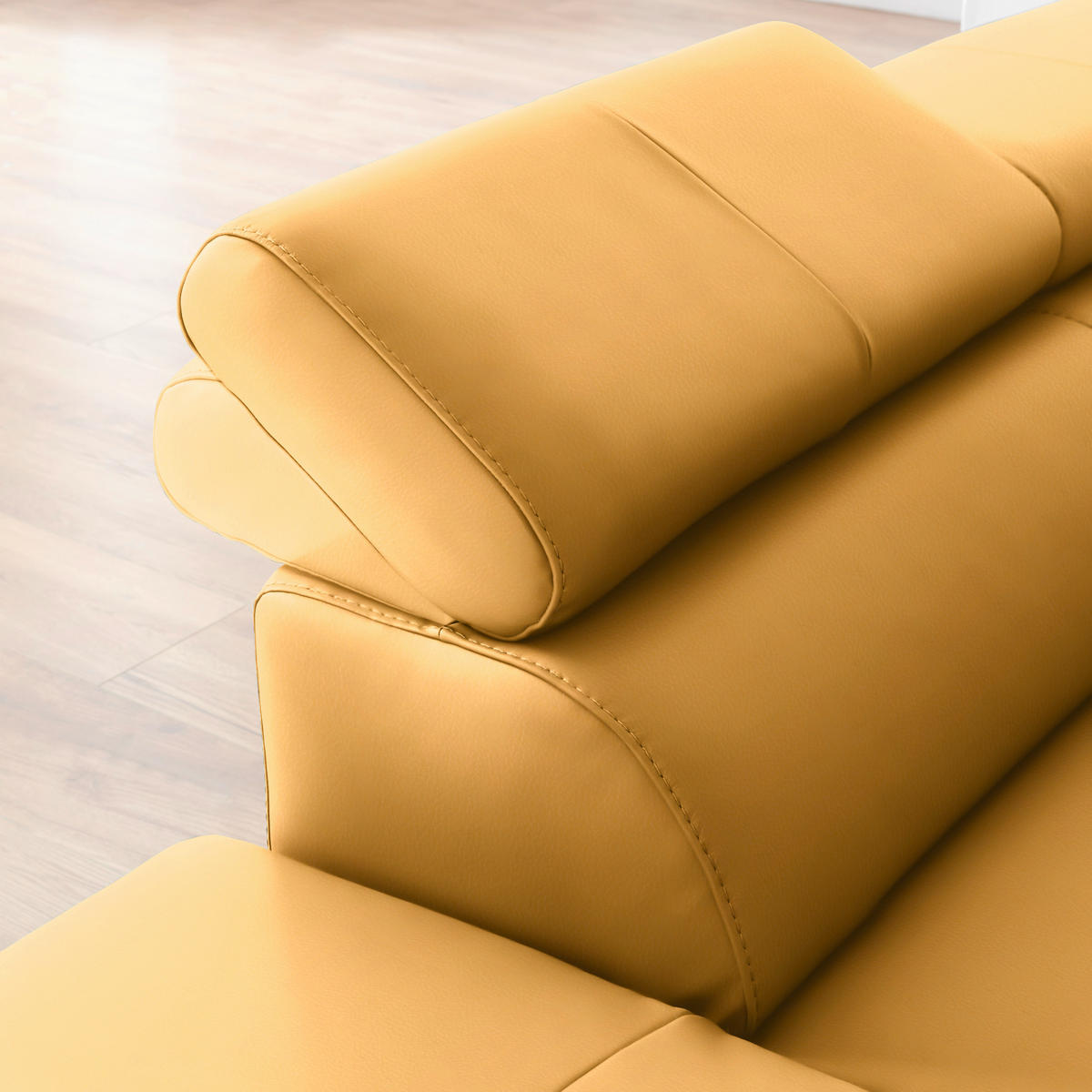 ECKSOFA Echtleder Currygelb  - Currygelb/Schwarz, Design, Leder/Metall (220/256cm) - Celina Home