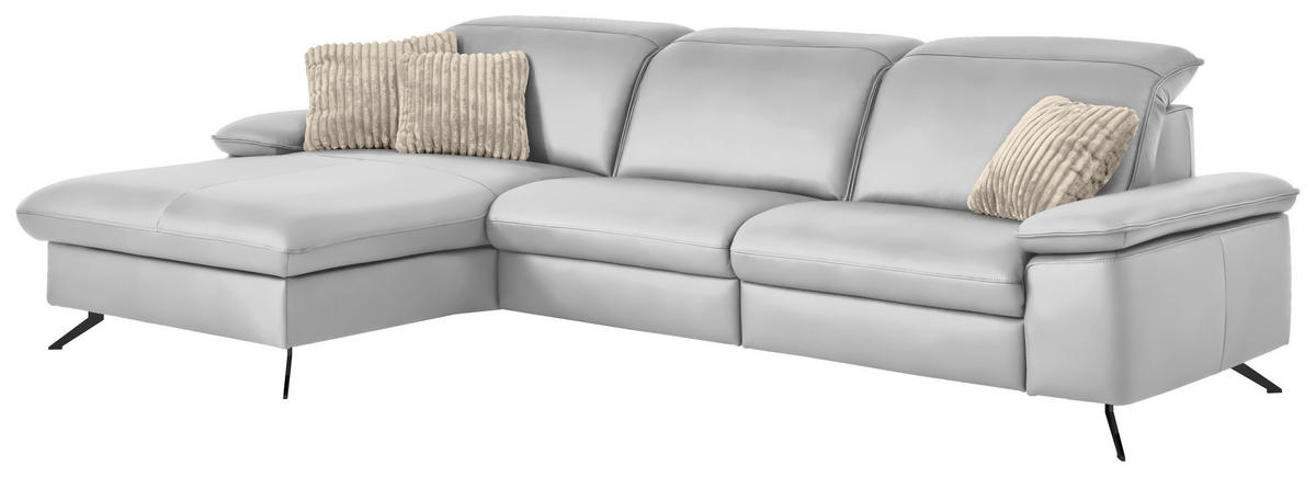ECKSOFA  Echtleder Weiss  - Weiss/Schwarz, Design, Leder/Metall (169/307cm) - Beldomo Premium