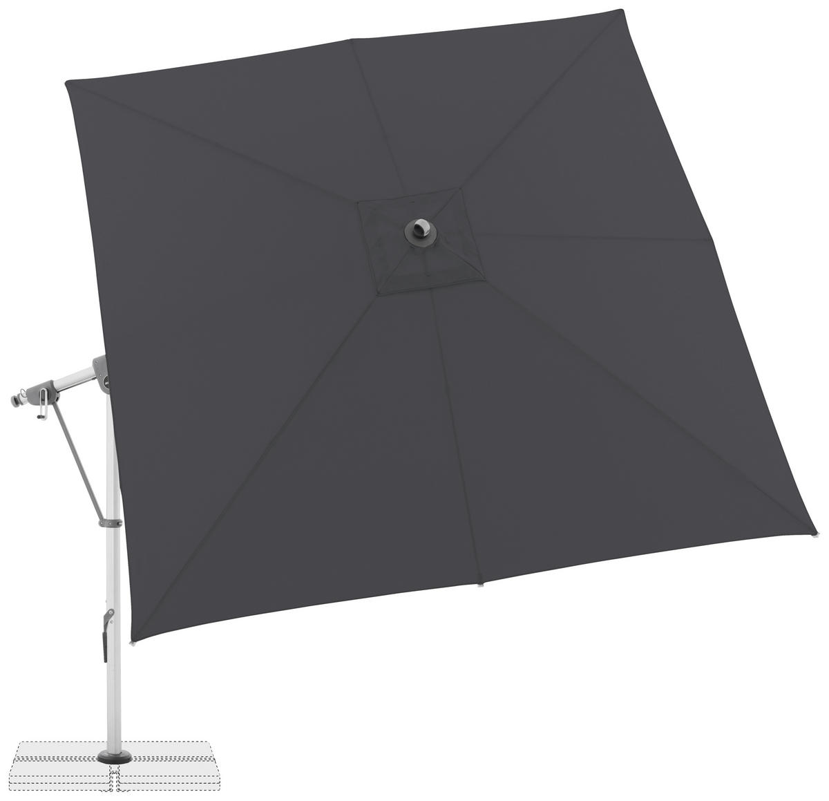 AMPELSCHIRM 300x300 cm  - Anthrazit/Hellgrau, Basics, Textil/Metall (300/300cm) - Doppler