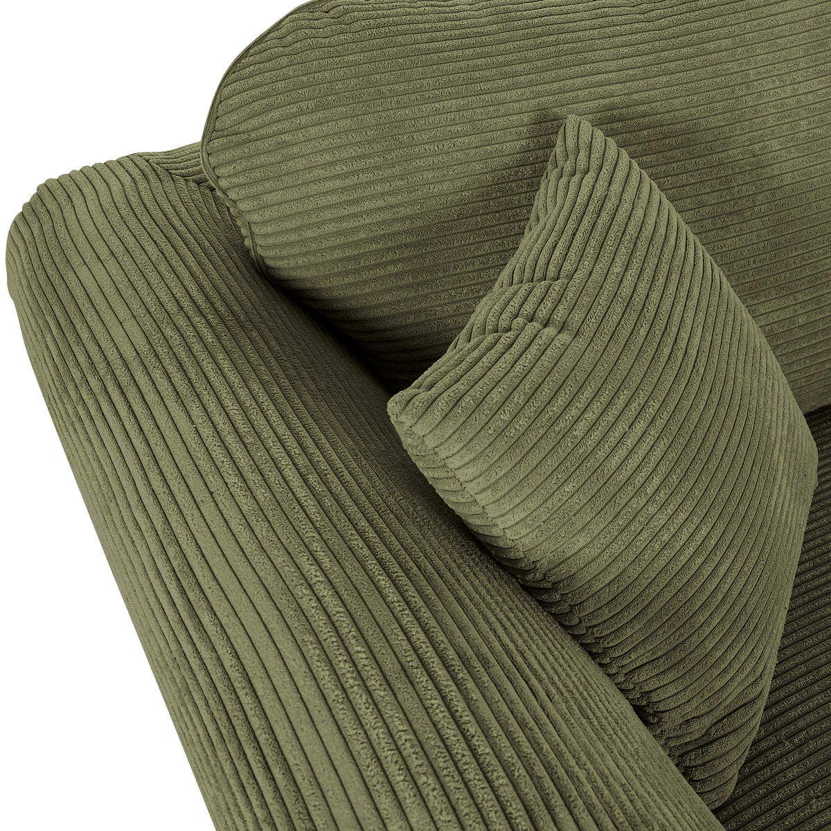3-SITZER-SOFA Cord Dunkelgrün  - Dunkelgrün/Dunkelbraun, KONVENTIONELL, Holz/Textil (215/70/90cm) - home24