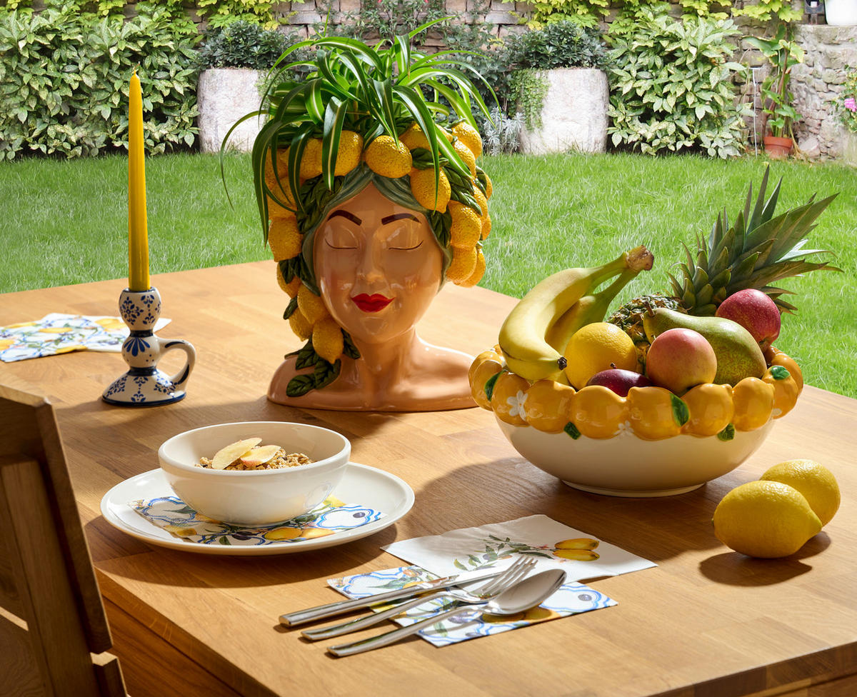 KERZENHALTER - Blau/Weiß, Basics, Keramik (9,40/10,30/11,80cm)