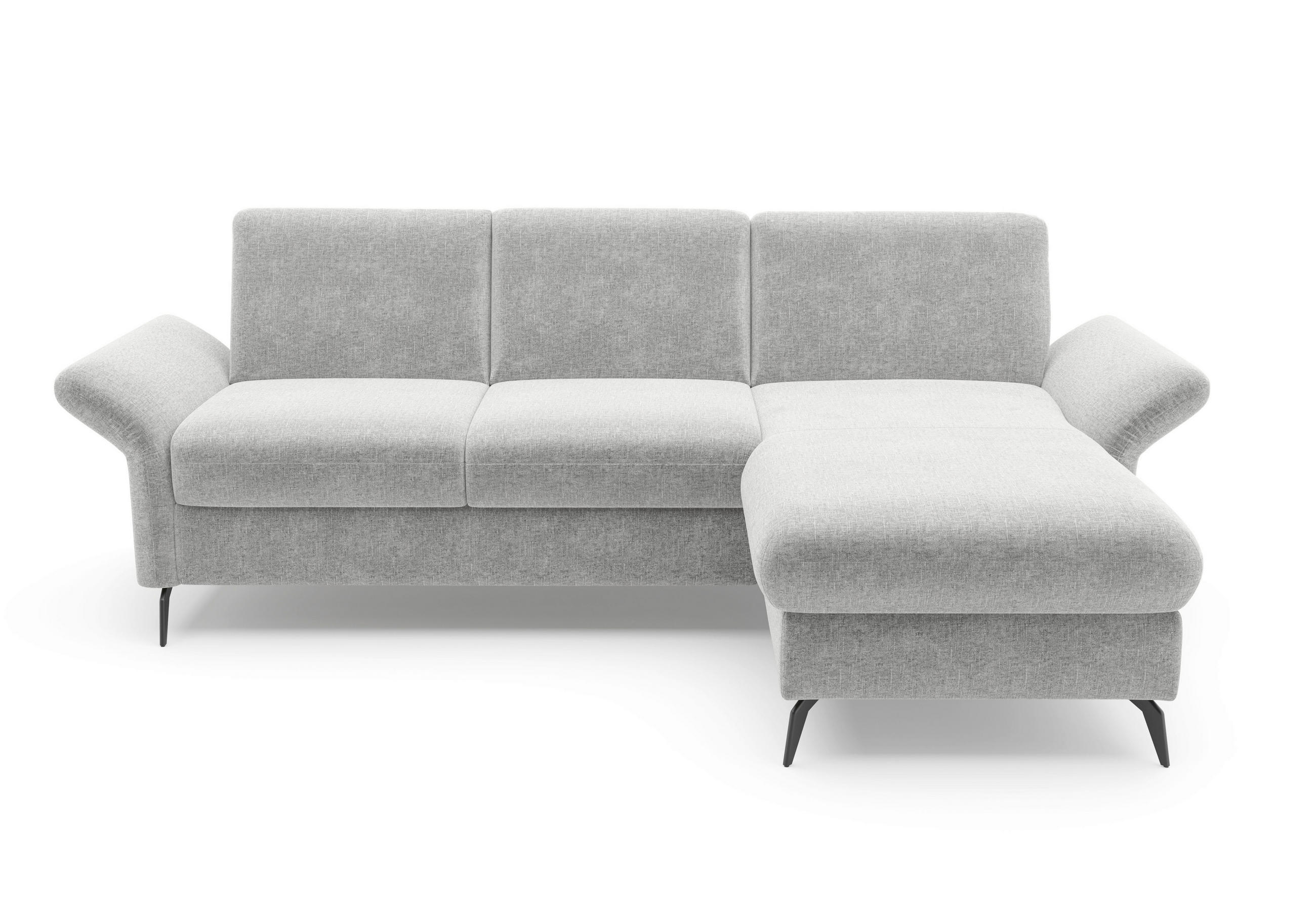 ECKSOFA ROCHELLE E Hellgrau Flachgewebe - Hellgrau/Schwarz, KONVENTIONELL, Textil/Metall (251/164cm) - Sit & More