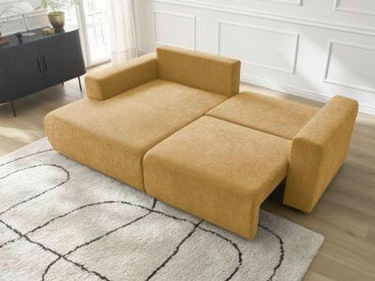 ECKSOFA Ottomane links  ATILLA Gelb Struktur  - Gelb/Schwarz, MODERN, Kunststoff/Textil (149/244cm)
