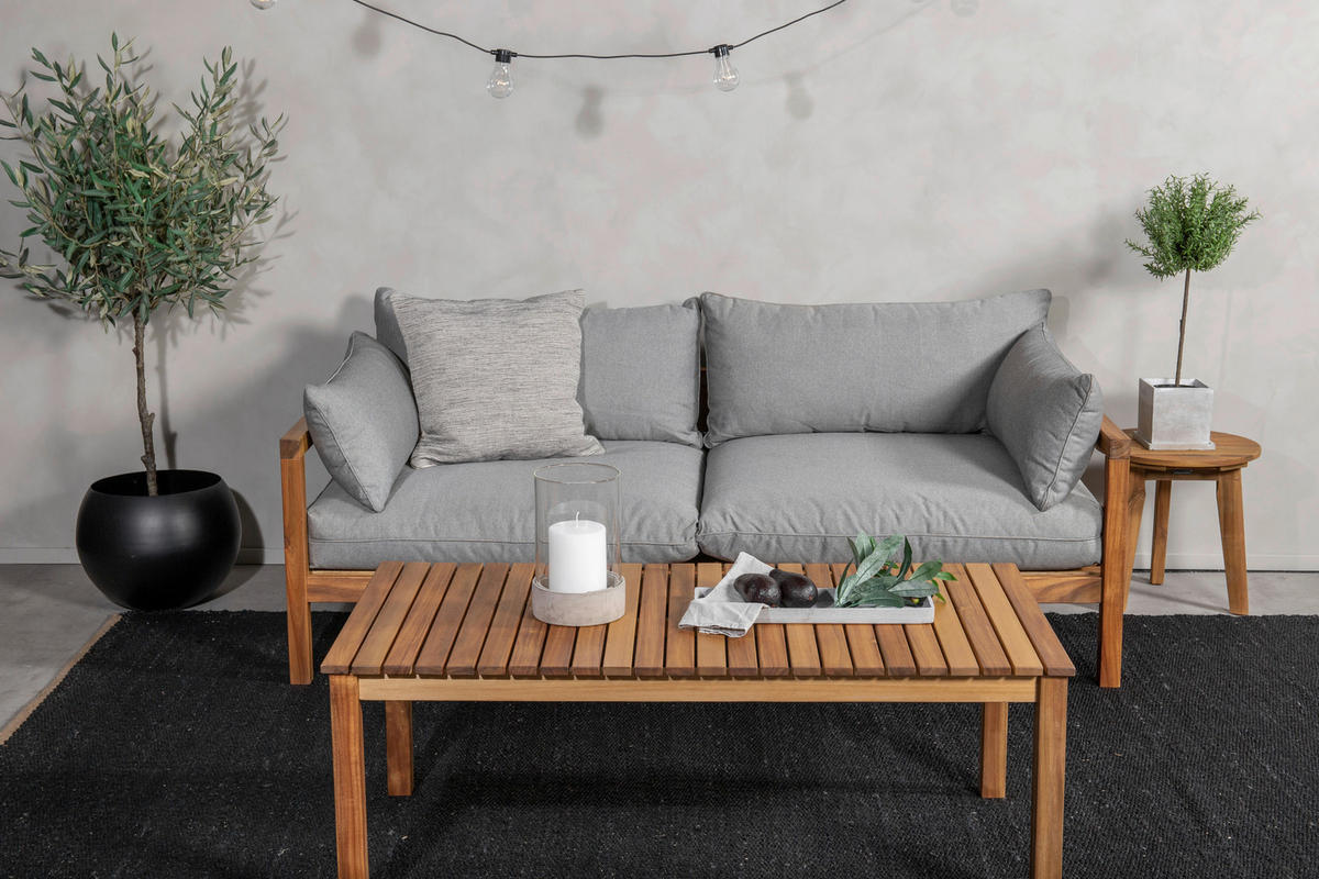 LOUNGESOFA  - Grau/Akaziefarben, KONVENTIONELL, Holz/Textil (185/56/92cm) - Gardenson