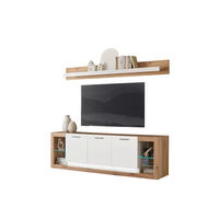 WOHNWAND 2-teilig  in Weiß, Eichefarben  198/170/43 cm  - Eichefarben/Schwarz, Design, Glas/Holzwerkstoff (198/170/43cm) - MID.YOU