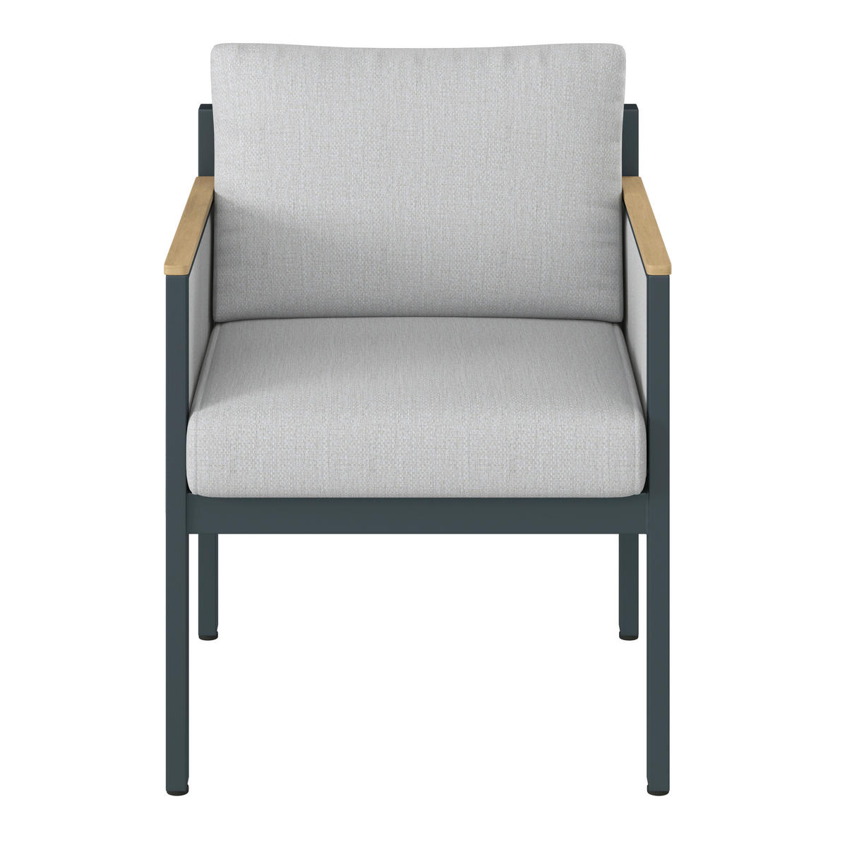 LOUNGE FOTELJA  antracit, siva, boje tikovine   - boje tikovine/siva, Design, drvo/metal (61,5/73/65cm) - Dieter Knoll