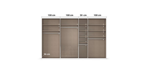 DREHTÜRENSCHRANK 350/235/61 cm,  in Graphitfarben, 7-türig  - Graphitfarben, Basics, Glas/Holzwerkstoff (350/235/61cm) - Novel