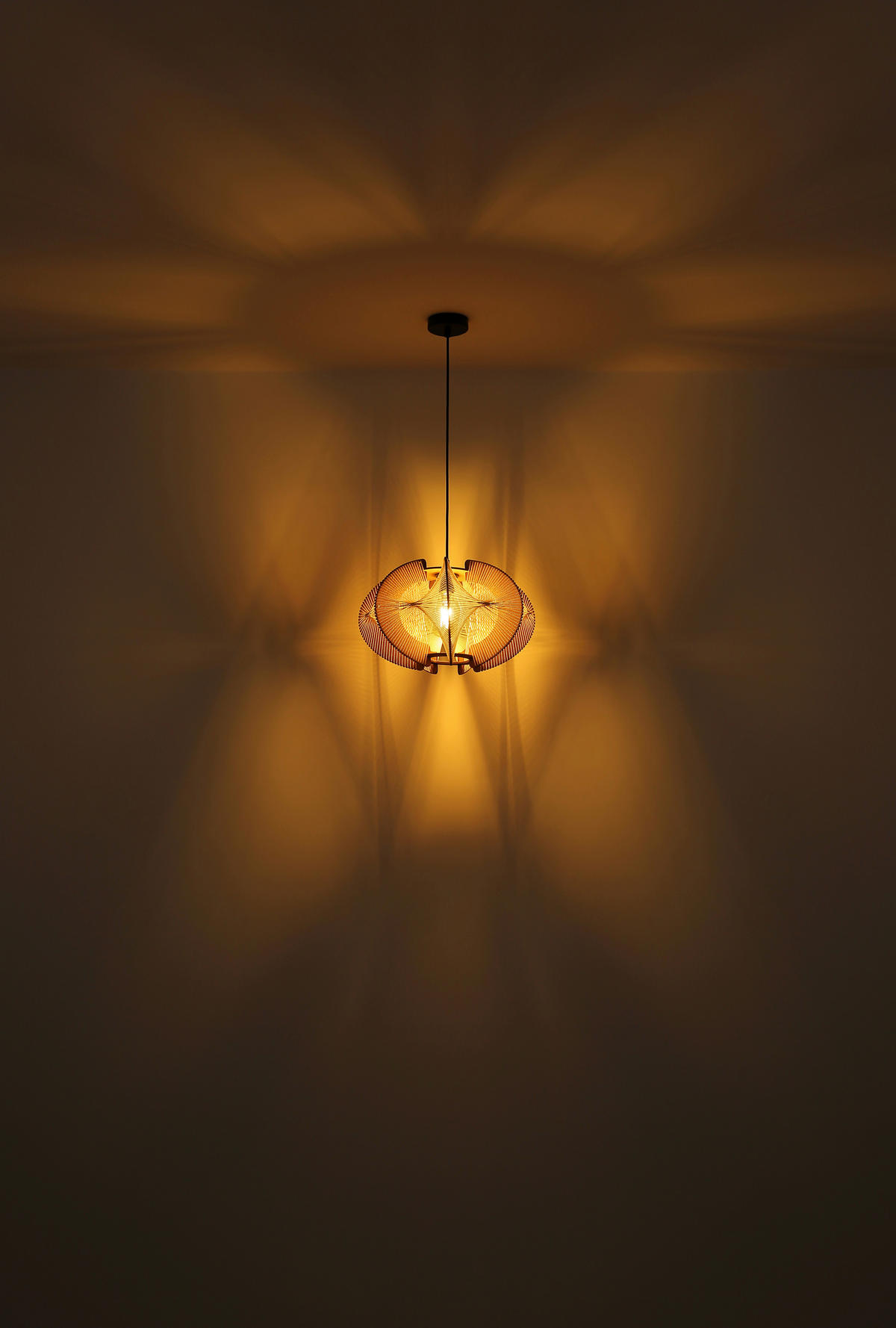 HÄNGELEUCHTE Sakura 34/150 cm  - Dunkelbraun/Schwarz, Design, Naturmaterialien/Holzwerkstoff (34/150cm) - Globo