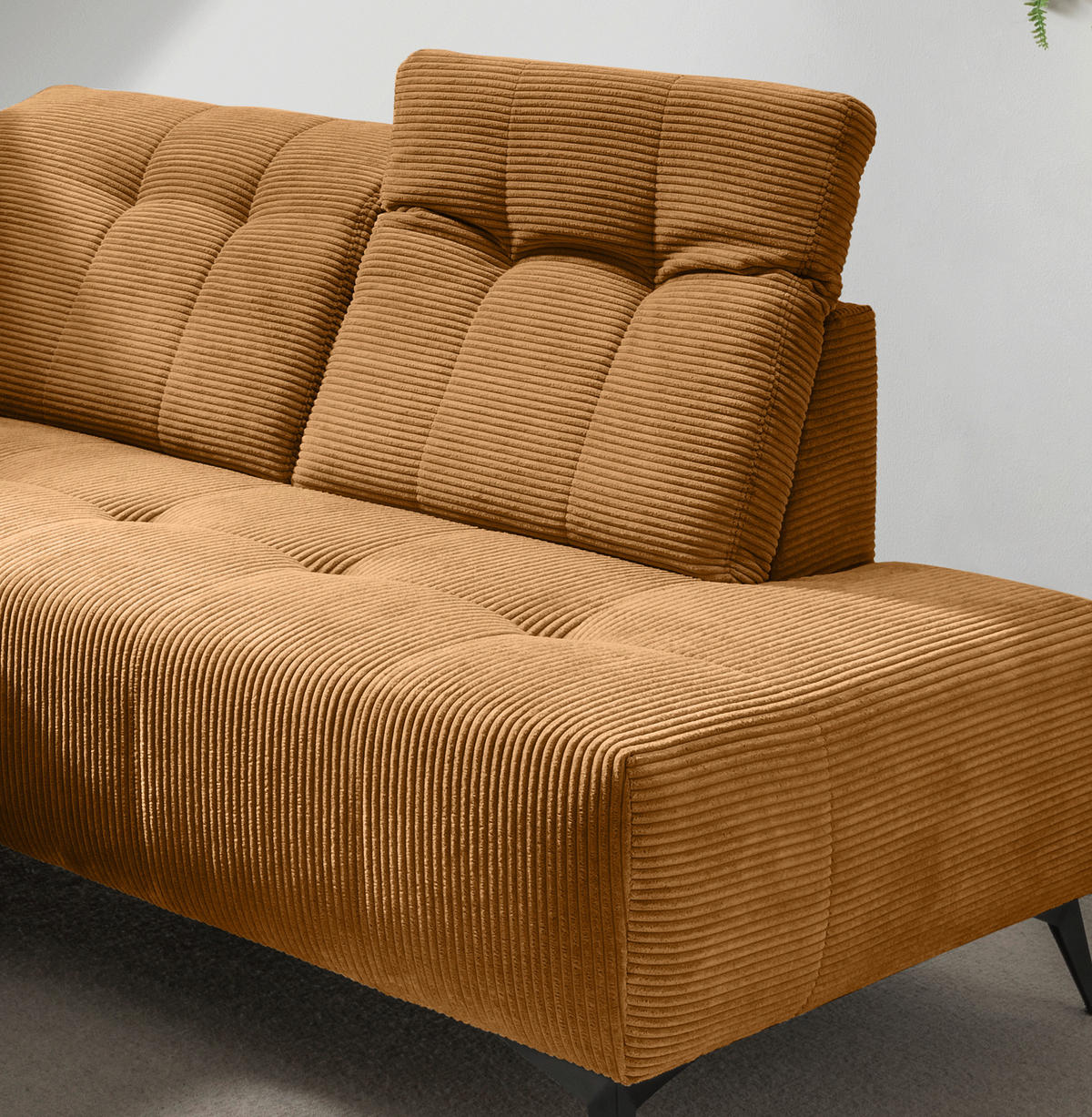 ECKSOFA in Cord Goldfarben  - Goldfarben/Schwarz, Modern, Textil/Metall (272/200cm) - Livetastic