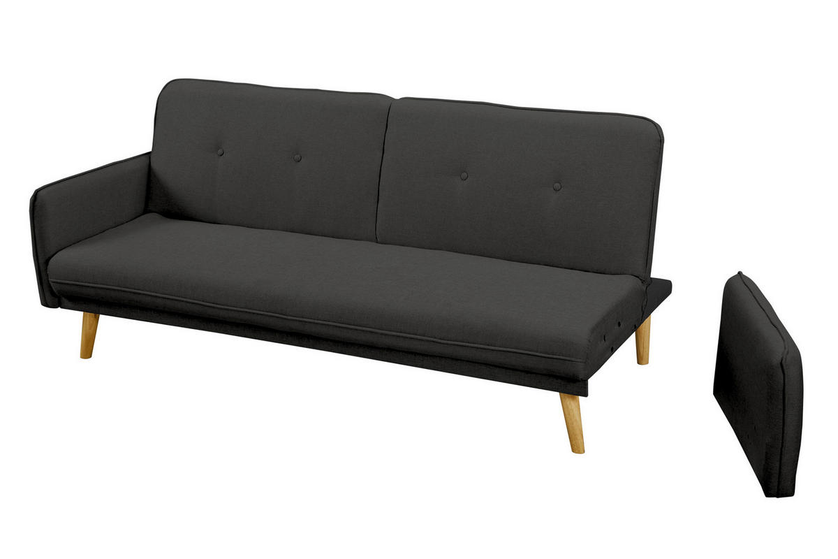 3-SITZER-SOFA in Struktur Dunkelgrau  - Dunkelgrau/Naturfarben, MODERN, Holz/Textil (188/80/85cm) - Livetastic