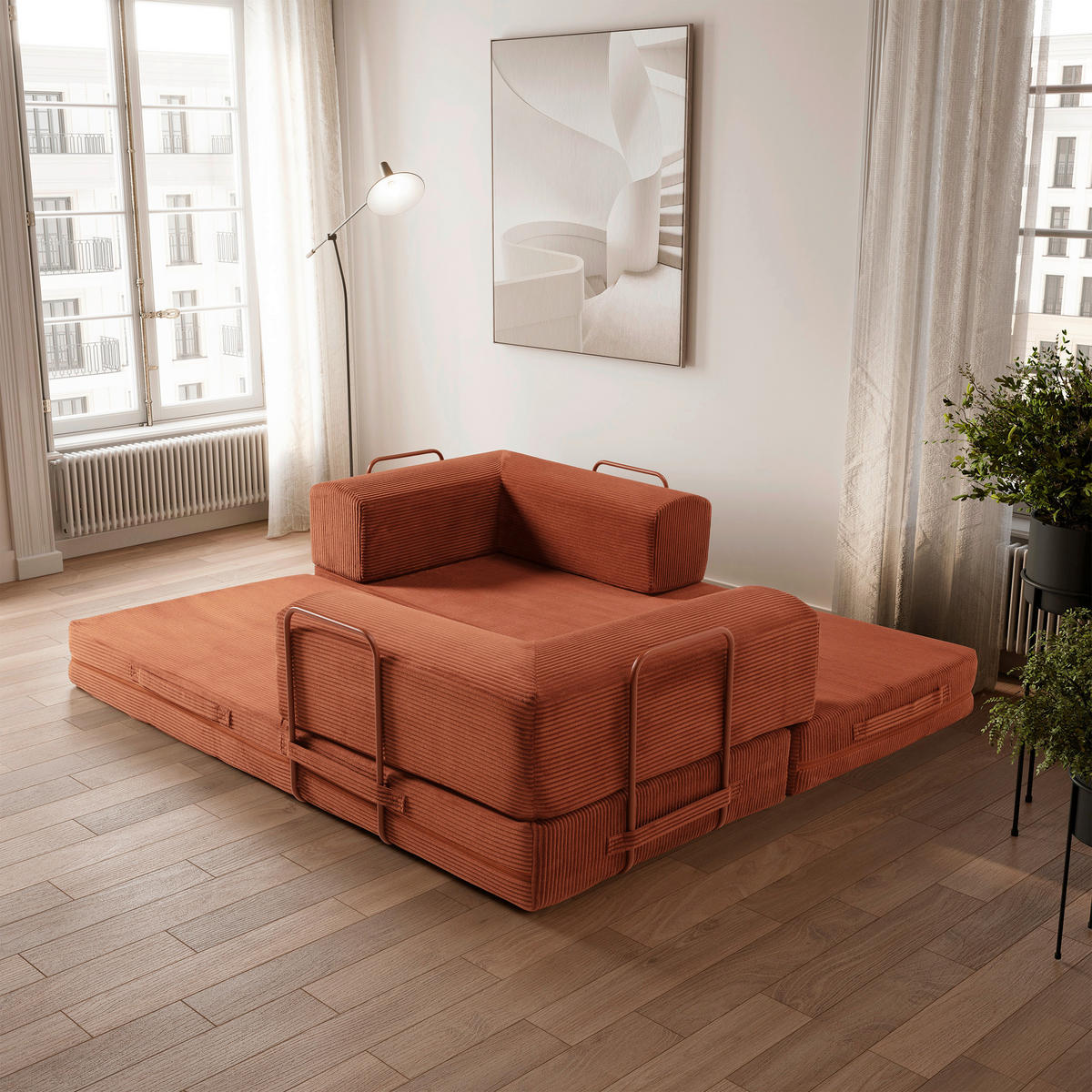 SCHLAFSOFA Cord Terracotta  - Terracotta, MODERN, Textil (200/70/90cm) - Livetastic