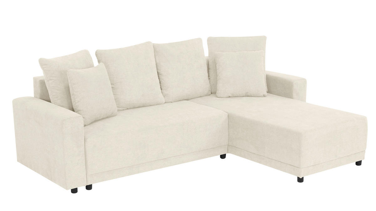 ECKSOFA in Mikrofaser Creme  178/248 cm  - Creme/Schwarz, Design, Kunststoff/Textil (178/248cm) - MID.YOU