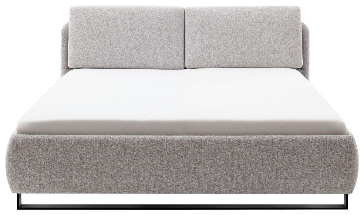 POLSTERBETT 180/200 cm  in Hellgrau  - Hellgrau/Schwarz, Design, Textil/Metall (180/200cm) - Esposa