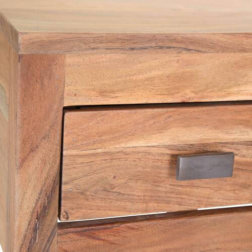 BEISTELLTISCH 30/30/80 cm Akazie massiv Akaziefarben quadratisch  - Schwarz/Akaziefarben, LIFESTYLE, Holz/Metall (30/30/80cm) - Landscape