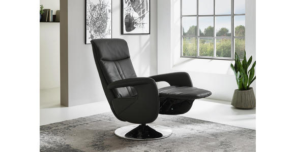 RELAXSESSEL in Leder Anthrazit - Chromfarben/Anthrazit, Design, Leder/Metall (71/99/83cm) - Dieter Knoll