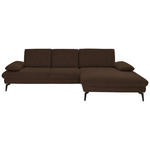 ECKSOFA in Chenille, Mikrofaser Dunkelbraun  - Dunkelbraun/Schwarz, Design, Textil/Metall (299/157cm) - Dieter Knoll