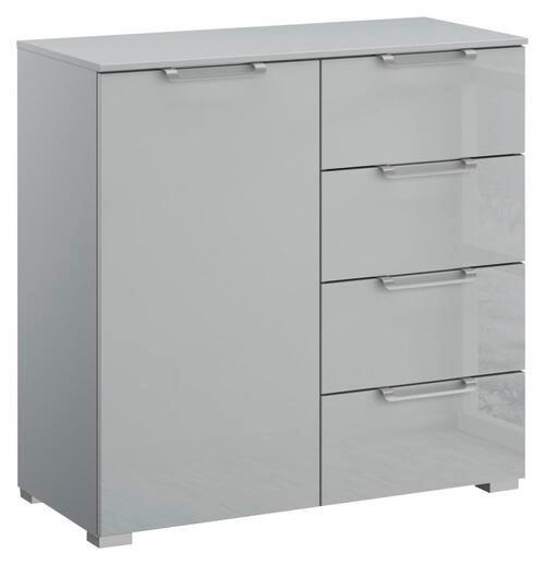 KOMMODE 80/81/42 cm  in Grau, Hellgrau  - Silberfarben/Hellgrau, Design, Glas/Holzwerkstoff (80/81/42cm) - Novel