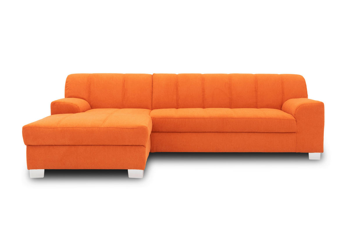 ECKSOFA CAPRI Orange Mikrofaser  - Chromfarben/Orange, KONVENTIONELL, Textil/Metall (152/239cm) - MID.YOU