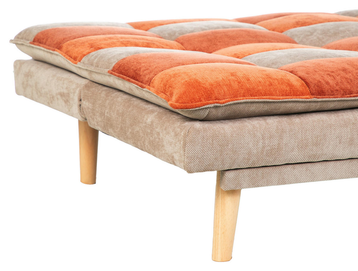 SCHLAFSOFA Chenille Orange, Hellbraun, Dunkelorange  - Hellbraun/Dunkelorange, Design, Holz/Textil (180/77/91cm) - MID.YOU