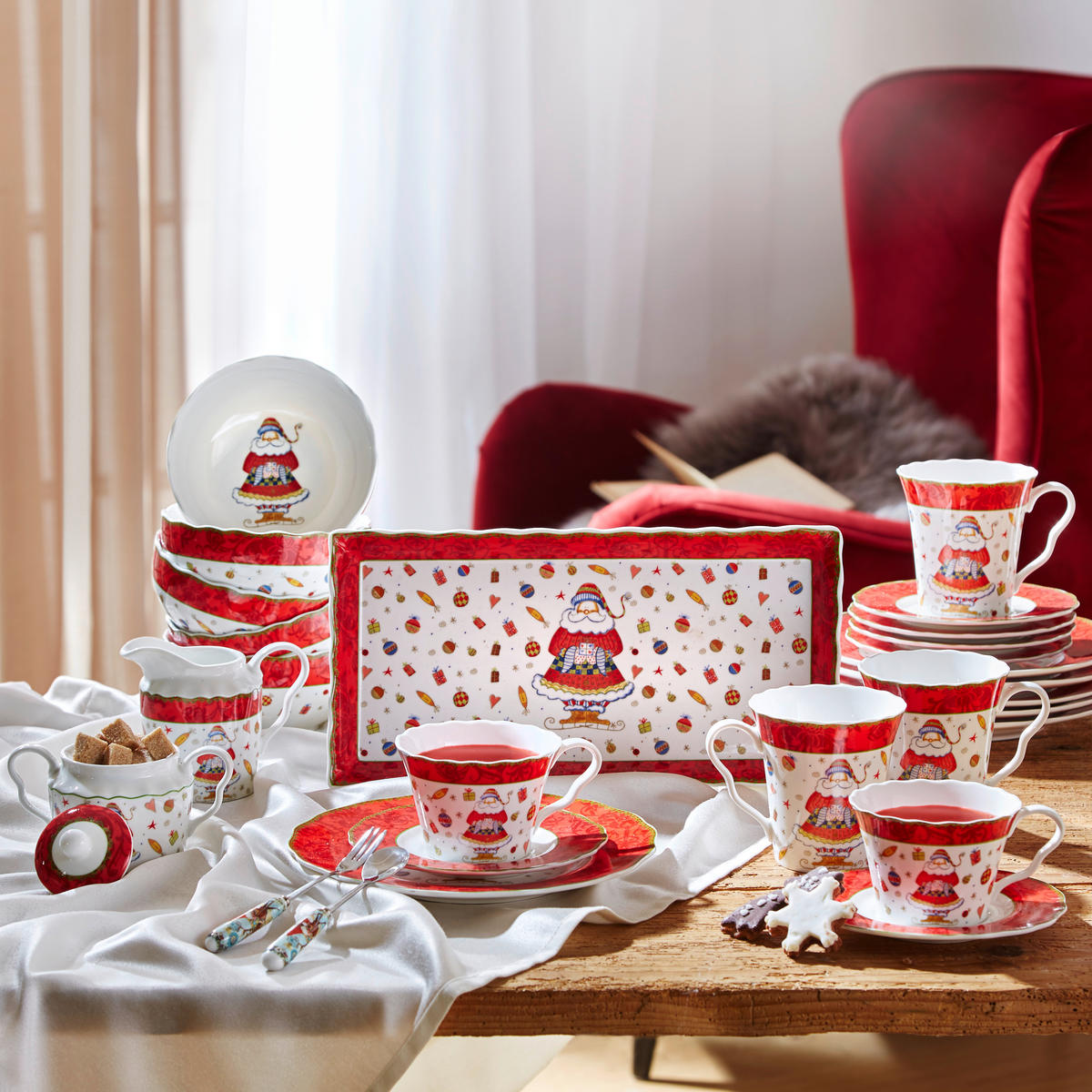 KAVNI SERVIS   18-delni      - večbarvno, Basics, keramika - X-Mas
