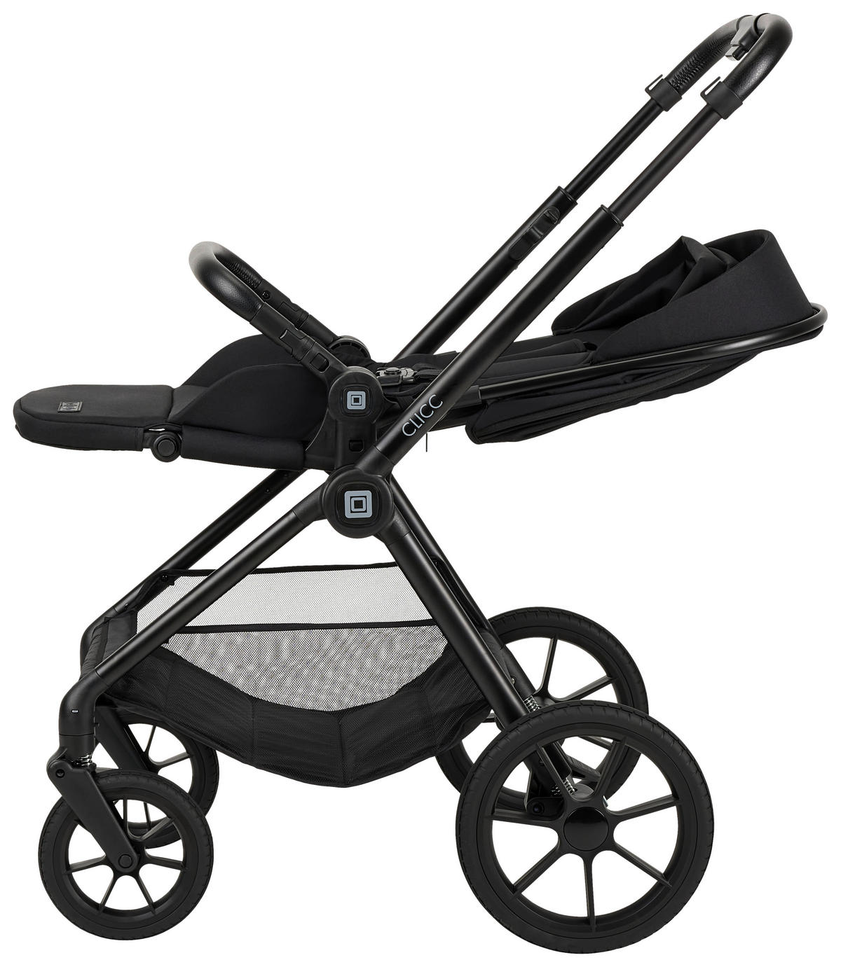 KINDERWAGENSET CLICC  - Schwarz, Basics, Textil/Metall (61/114/84cm) - Moon