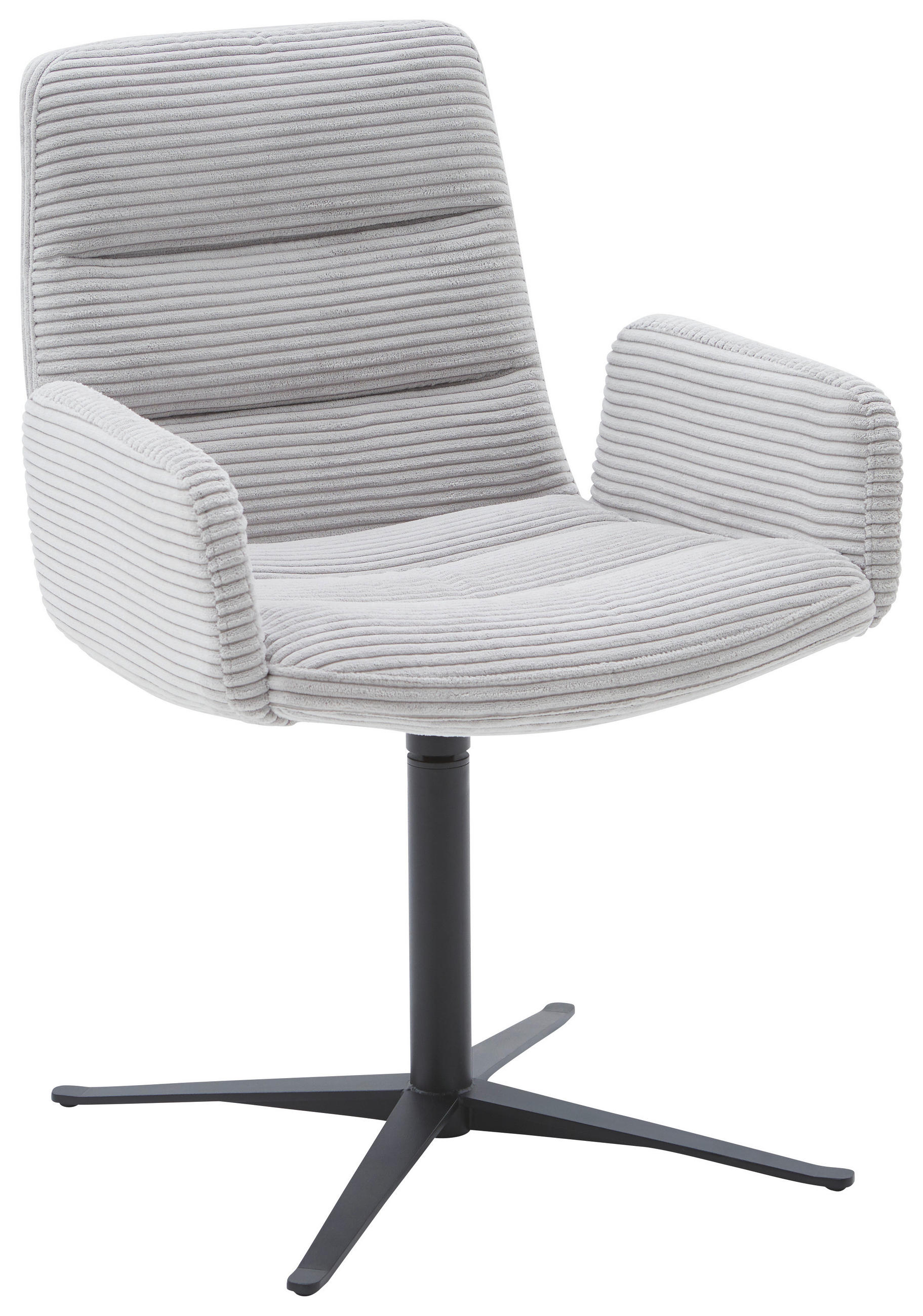 ARMLEHNSTUHL  Lederauswahl, Stoffauswahl, Sitzfläche 360° drehbar Cord  Hellgrau  - Hellgrau/Schwarz, Design, Textil/Metall (61/88/66cm) - Dieter Knoll