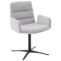 ARMLEHNSTUHL  Lederauswahl, Stoffauswahl, Sitzfläche 360° drehbar Cord  Hellgrau  - Hellgrau/Schwarz, Design, Textil/Metall (61/88/66cm) - Dieter Knoll